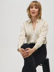 Striped Satin-Like Blouse