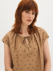 Polka Dot Dolman Sleeve Blouse