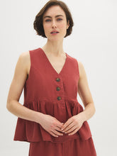 Linen-Blend Peplum Top