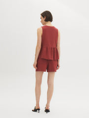 Linen-Blend Peplum Top