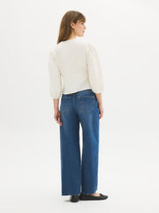 Linen-Blend Empire Waist Blouse