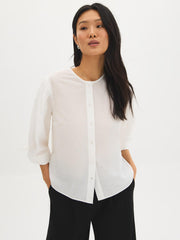Silk-Like Tie-Cuff Blouse