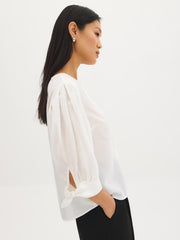 Silk-Like Tie-Cuff Blouse
