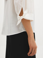 Silk-Like Tie-Cuff Blouse