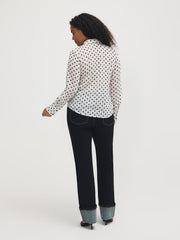 Velour Bow Detail Chiffon Blouse