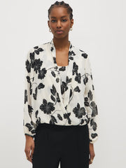 Floral Chiffon Blouson Wrap Blouse