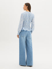 Floral Smocked Chiffon Blouse