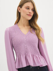 Smocked Chiffon Blouse