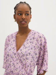 Floral Chiffon Wrap-Front Blouse
