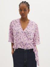 Floral Chiffon Wrap-Front Blouse