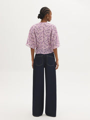 Floral Chiffon Wrap-Front Blouse
