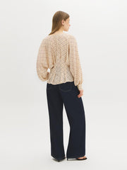 Printed Chiffon Batwing Blouse