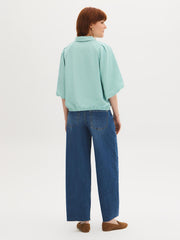 Balloon Sleeve Button-Front Blouse