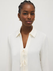 Bow Button-Front Blouse