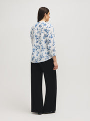 Floral Print Split Neck Blouse
