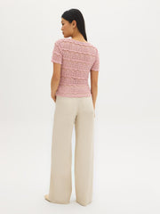 Textured Lace Short Sleeve Top
