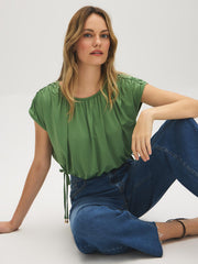 Ruched Cropped Side-Tie Top