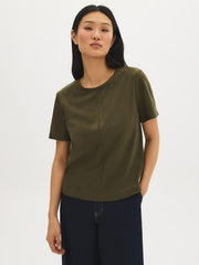 Faux Suede Crew Neck Top