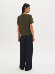 Faux Suede Crew Neck Top