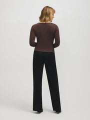 Ruched Keyhole V-Neck Top