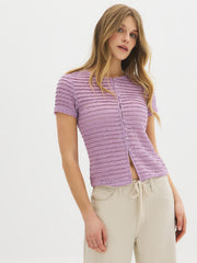 Textured Button-Front Top
