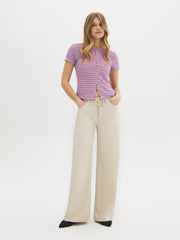 Textured Button-Front Top