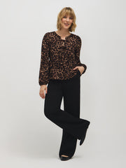 Animal Print Bow Detail Peplum Top