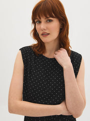 Sleeveless Polka Dot Ruched Top