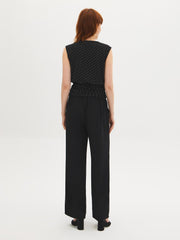 Sleeveless Polka Dot Ruched Top