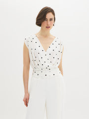 Polka Dot Dolman Sleeve Wrap Top