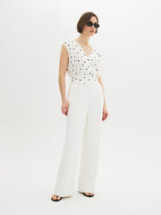 Polka Dot Dolman Sleeve Wrap Top