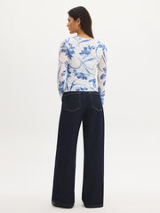 Floral Square Neck Mesh Top