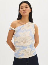 Asymmetrical Floral Mesh Top