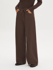 Cotton-Blend Wide-Leg Pants