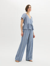 Linen-Blend Striped Pants