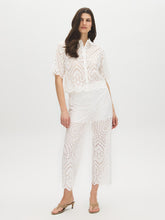 Cotton Eyelet Wide-Leg Pants