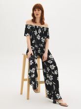 Floral Crinkle Gauze Wide-Leg Pants