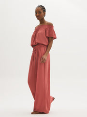 Crinkle Gauze Wide-Leg Pants