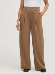 Pleated Wide-Leg Crepe Pants