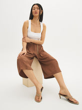 Pleated Wide-Leg Belted Culottes