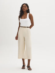 Linen Blend Culotte Pants