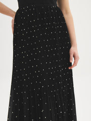 Polka Dot Pleated Chiffon Skirt