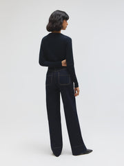 Cotton-Blend Straight Leg Jeans