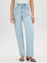 Cotton-Blend Raw Edge Jeans
