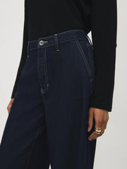 Cotton-Blend Wide-Leg Jeans