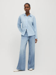 Cotton-Blend Wide-Leg Jeans