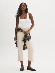 Drawstring Twill Capri Pants