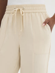 Drawstring Twill Capri Pants