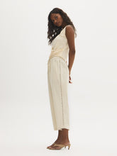 Linen-Blend Crochet Capri Pants