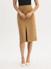Faux Suede Pencil Skirt